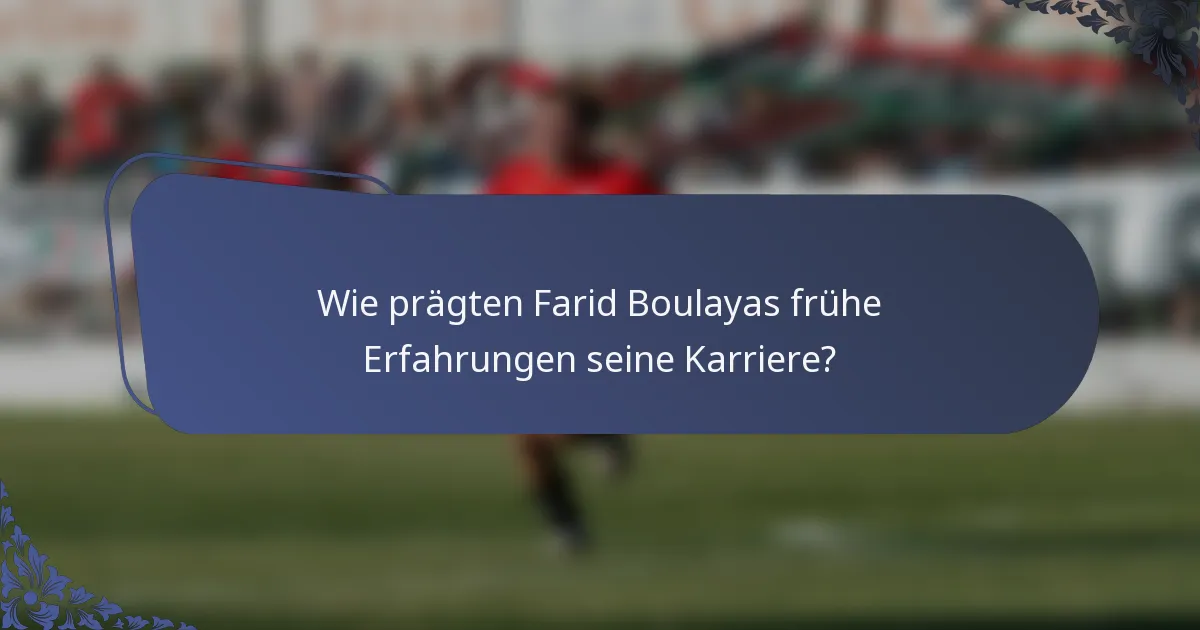 Wie prägten Farid Boulayas frühe Erfahrungen seine Karriere?
